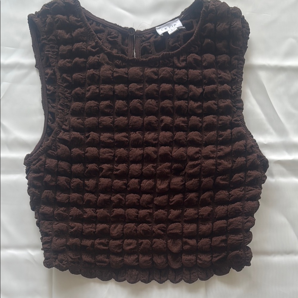 Le Lis Rich Brown Textured Blouse